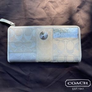 COACH Silver Metallic Signature Patchwork Wallet